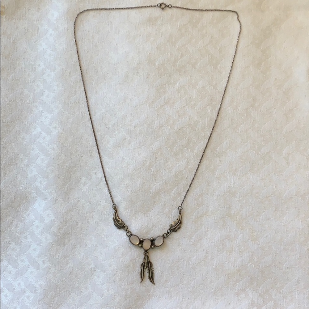 Sterling silver mother of pearl boho necklace